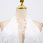 hazel white Deep V-neck halterneck layer ruffle trim maxi dress Avalabel