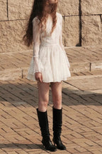 Bblythe Tulle Lace Backless Mini Dress in White Avalabel