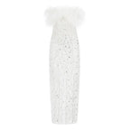 Masa White Haute Couture Feather Sequin Dress Avalabel