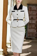 sylvia White Jacket with midi skirt suit Avalabel