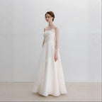 Lyuba White French Lightweight High-End Strapless Slim Fit Simple Maxi Dress Avalabel