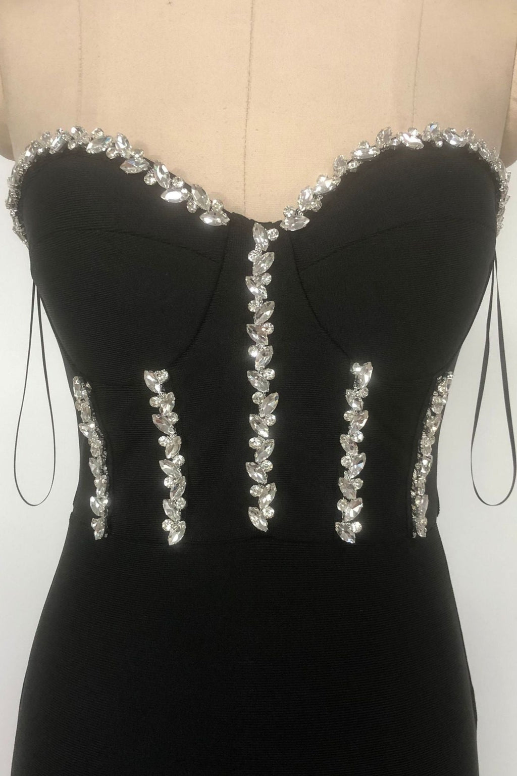 Kristin Black Strapless Mesh Bandage Maxi Dress Avalabel