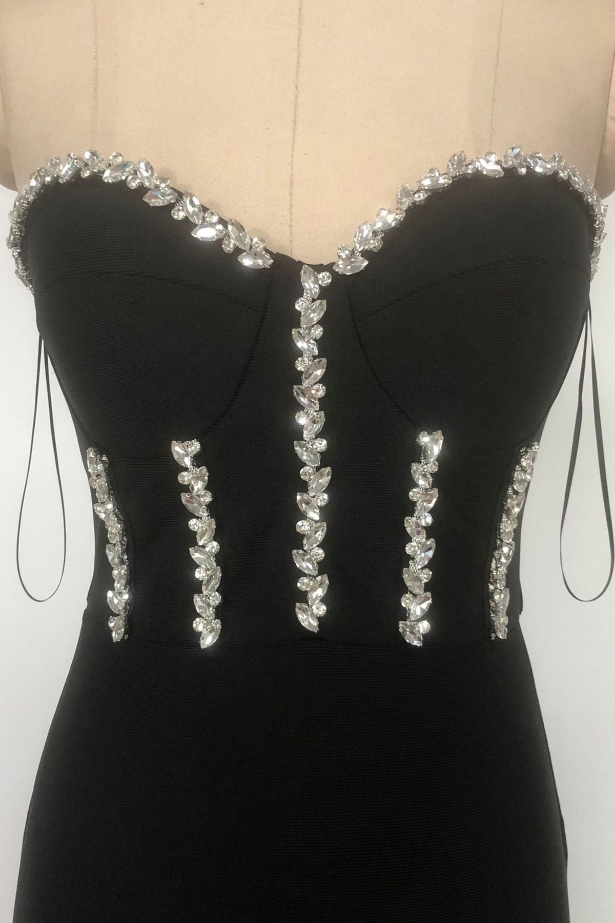 Kristin Black Strapless Mesh Bandage Maxi Dress Avalabel