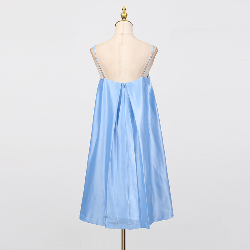 Edwina Applique Floral Embroidered Mini Dress in Blue Avalabel