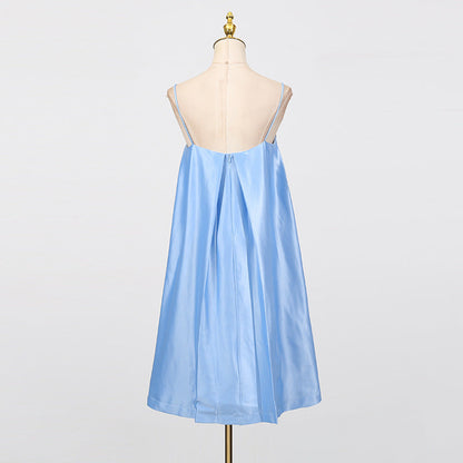 Edwina Applique Floral Embroidered Mini Dress in Blue