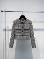 virginia Houndstooth Crystal Trim Jacket - Black/White Avalabel