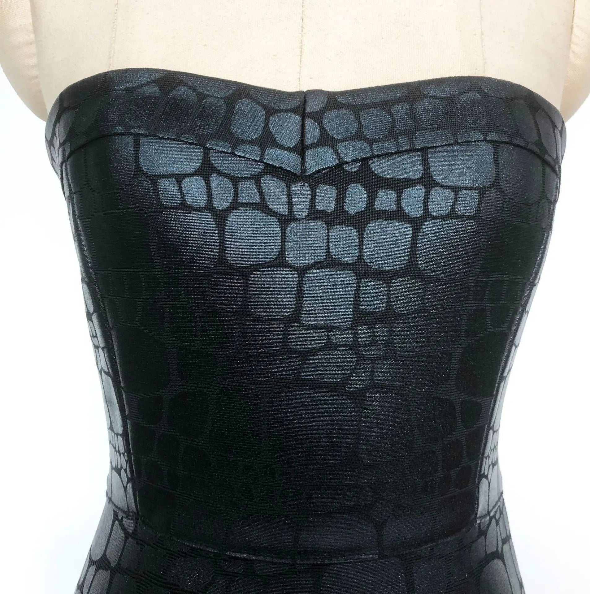 eudora off shoulder bodycon fishtail hem midi dress in black Avalabel