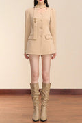 molly square neck long sleeve mini blazer dress in Khaki Avalabel