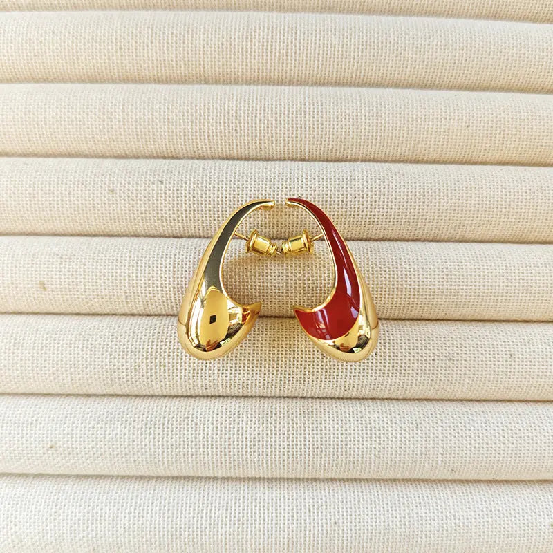 retro gold- red earring
