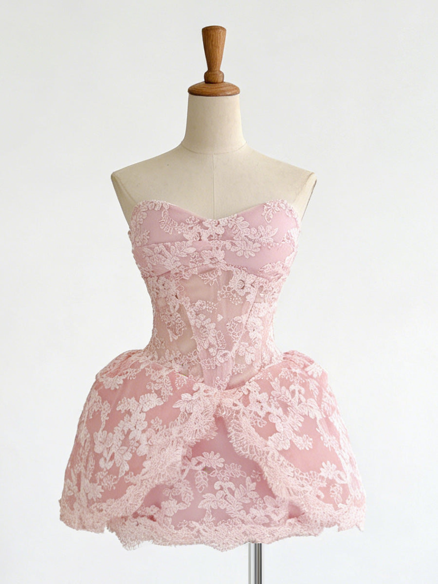 Lace Embroidered Bandeau Sleeveless Dress Avalabel