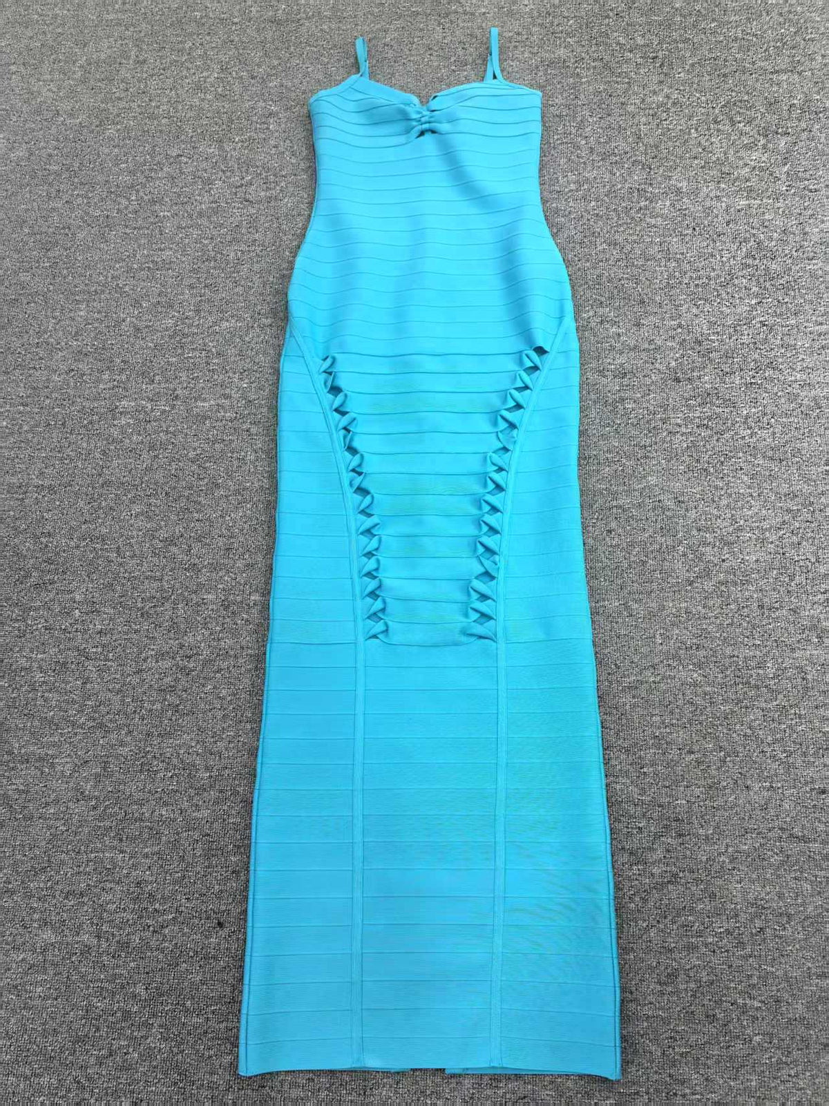 nancy hollow Bandage Maxi Dress in blue Avalabel