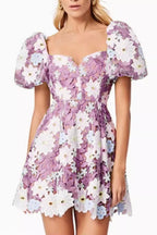 Winifred Hollow Hook Lace Mini Dress in Purple Avalabel