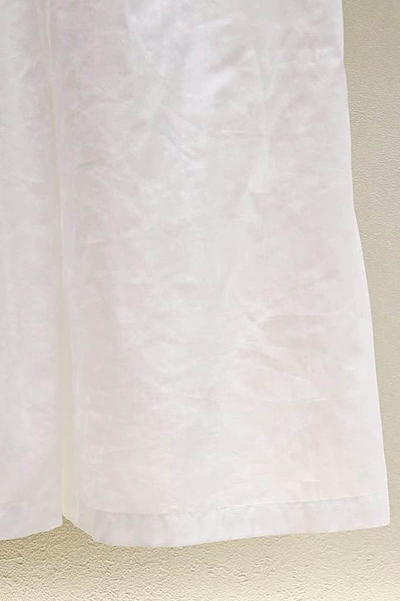 High Crossover V-Neck Pleated Maxi Dress in White Avalabel