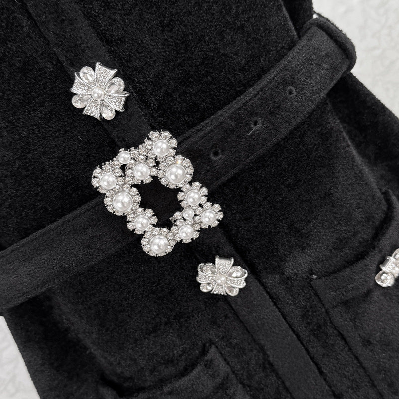 Kama Black Chenille Knit Midi Dress Avalabel