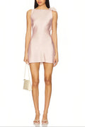 Zenobia Floral Detail Mini Satin Mini Dress in Pink Avalabel