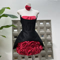 Rose Flower Ruffled Floral Mini Dress in Red Soraya