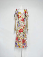 trista multicolor Square Neck backless Mesh Embroidered Fishtail maxi Dress Avalabel