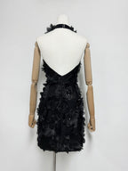 Cherry Blossom Mini Dress in Black Avalabel