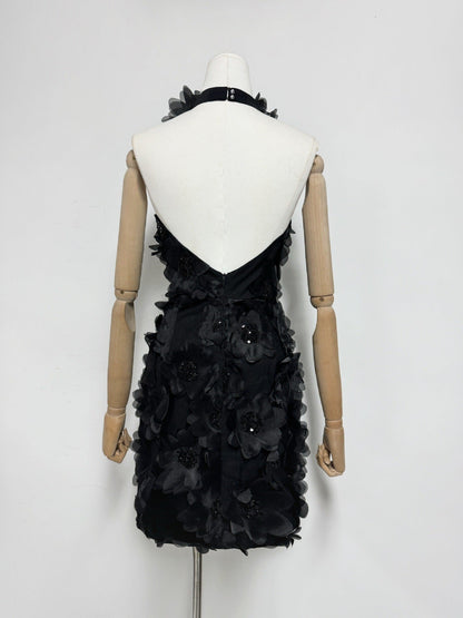 Cherry Blossom Mini Dress in Black