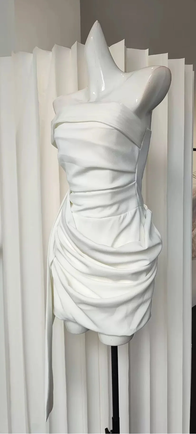 Off Shoulder Draped Wrap Mini Dress poava