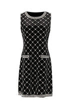 amanda Black-white plaid diamond sleeveless mini dress Avalabel