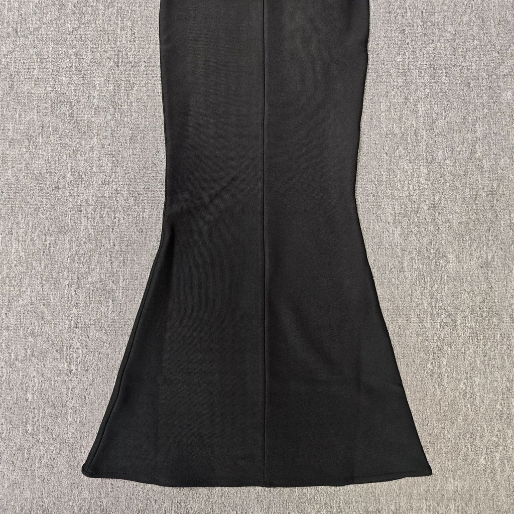 sally 3D Flower Decorative Bandage maxi Dress in black Avalabel