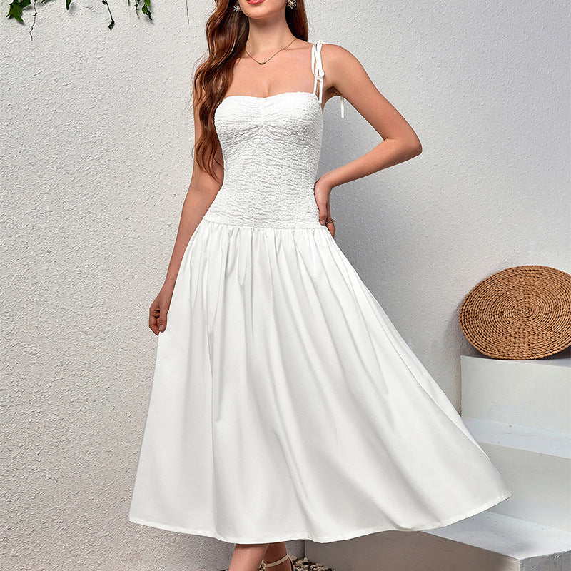 Twist Bust Textured Cami Flowy Midi Dress poava