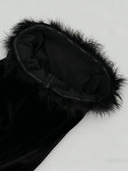 samantha feather velvet strapless mini dress in black Avalabel