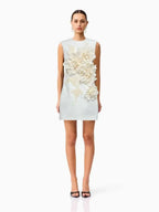 mandy 3d flower embellished Mini Dress in Black Avalabel