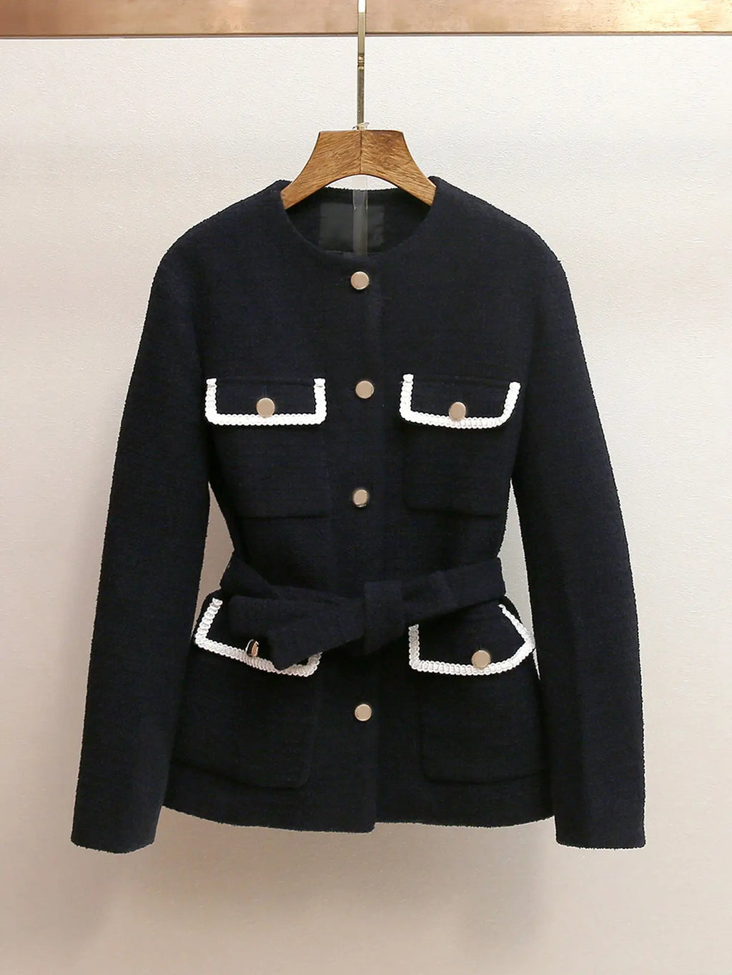 sigrid navy blue 4-pocket tweed jacket Avalabel