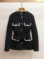 sigrid navy blue 4-pocket tweed jacket Avalabel