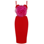 Jacey Mesh Flower Bandage Midi Dress Avalabel
