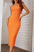Orange Spaghetti Strap Slit Maxi Dress Avalabel