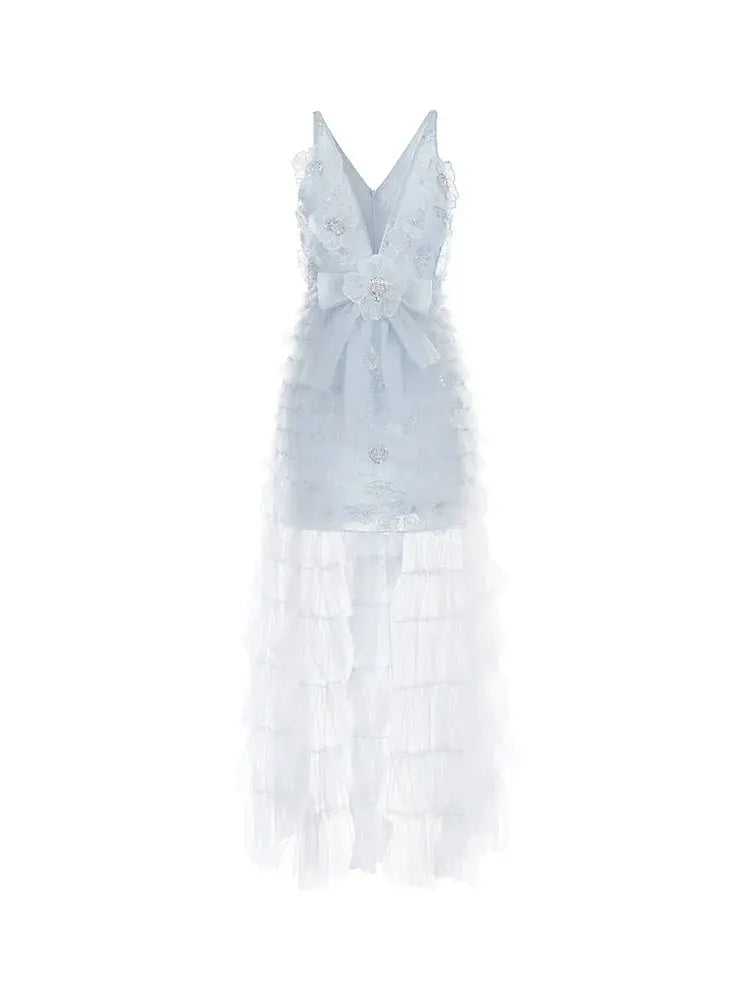 Vivi Light Blue Sleeveless Chiffon Banquet Dress Avalabel