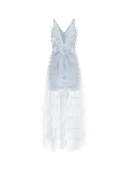 Vivi Light Blue Sleeveless Chiffon Banquet Dress Avalabel