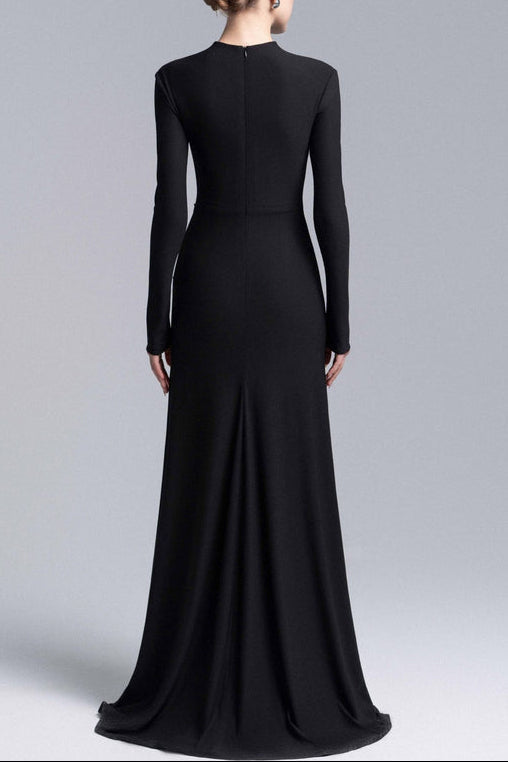 hedwig rose embellished gathered sheath gown in black Avalabel
