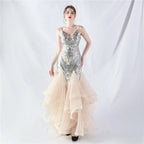 sequin slip tulle maxi dress Avalabel