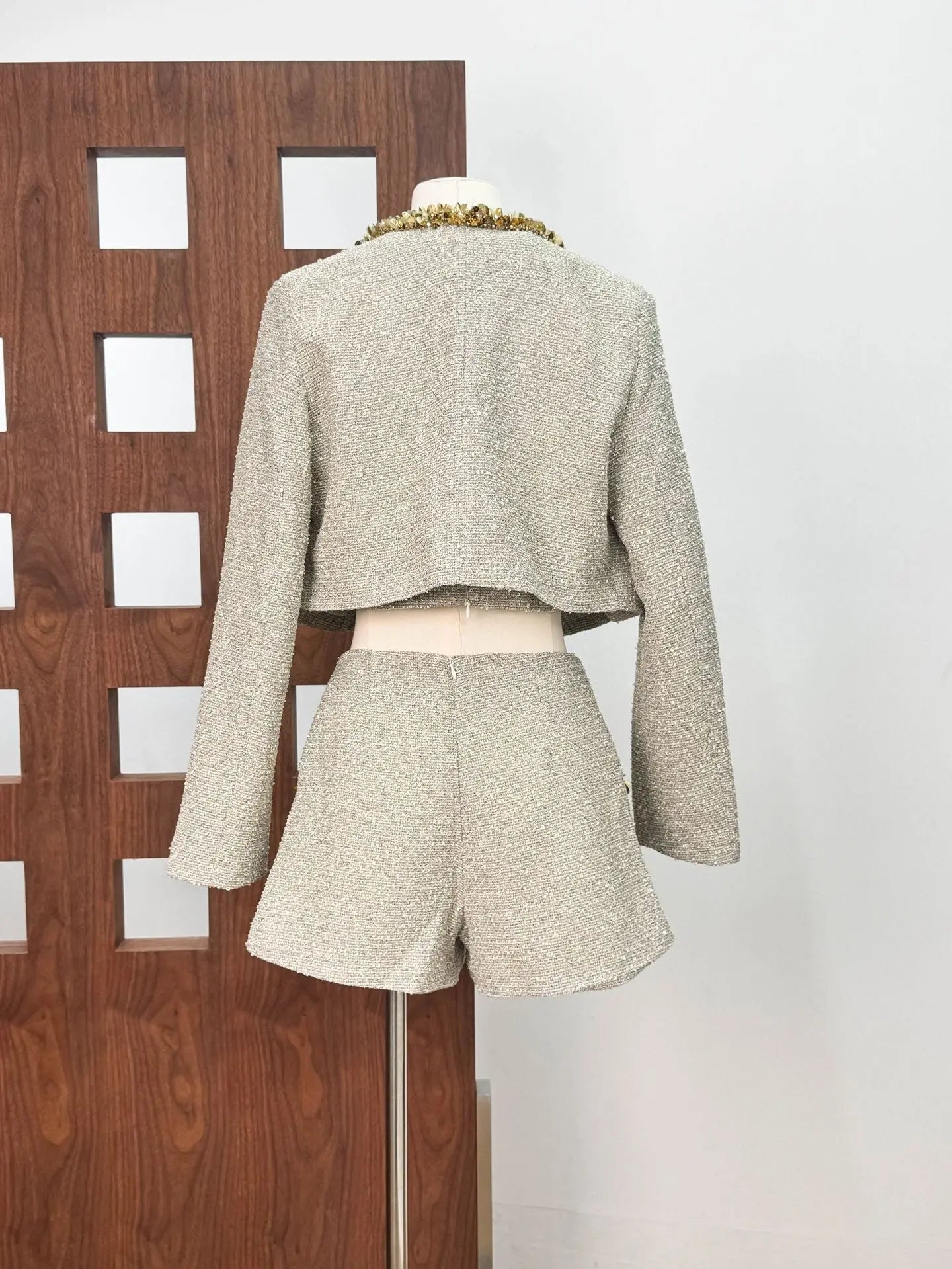 evangeline Sequin Jacket in apricot Avalabel