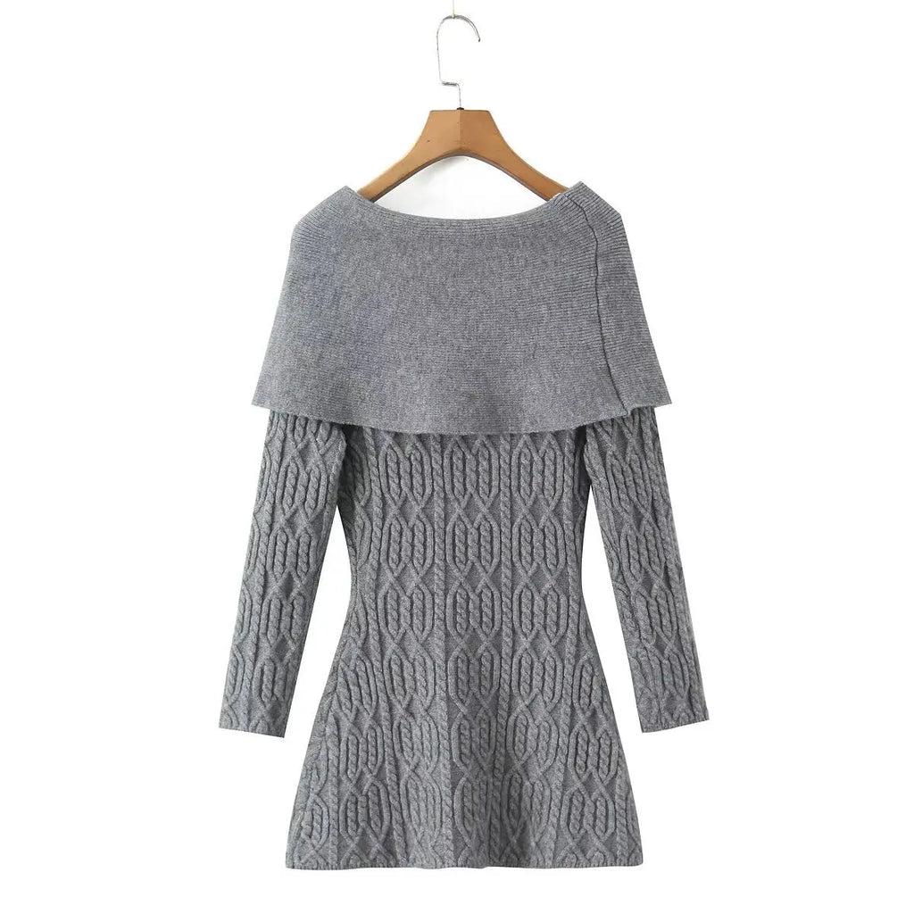 gwendolyn Off Shoulder Knit Mini Dress - Grey Avalabel