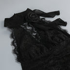 Hulda Cotton Lace Hollow Maxi Dress in Black Avalabel