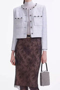 zenobia pale blue beaded Embellished Tweed Jacket Avalabel