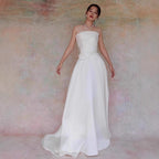 Lydia White French Satin Strapless Maxi Train Welcome Gown Avalabel