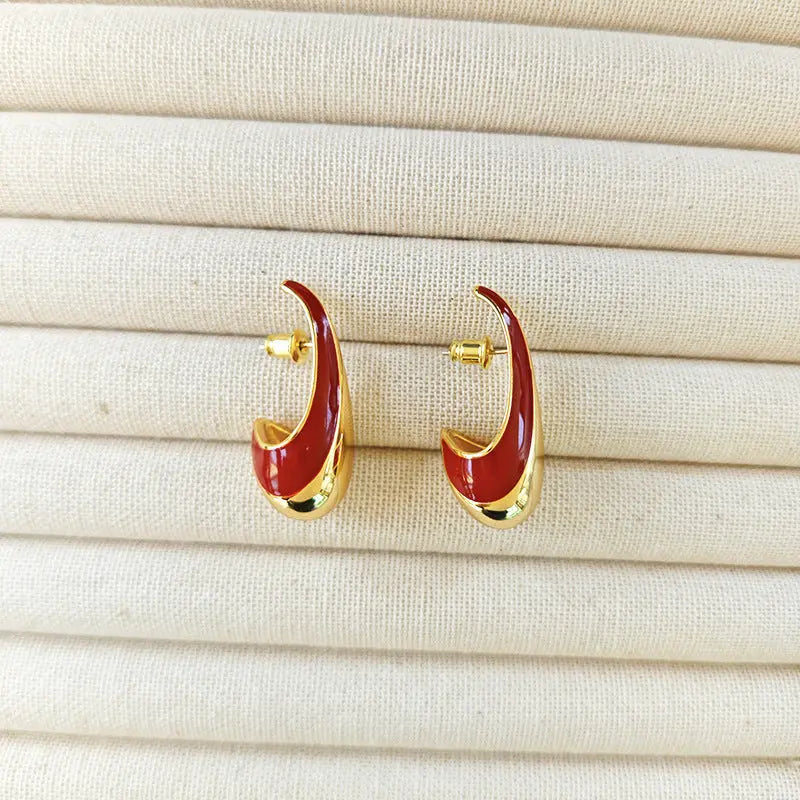 retro gold- red earring
