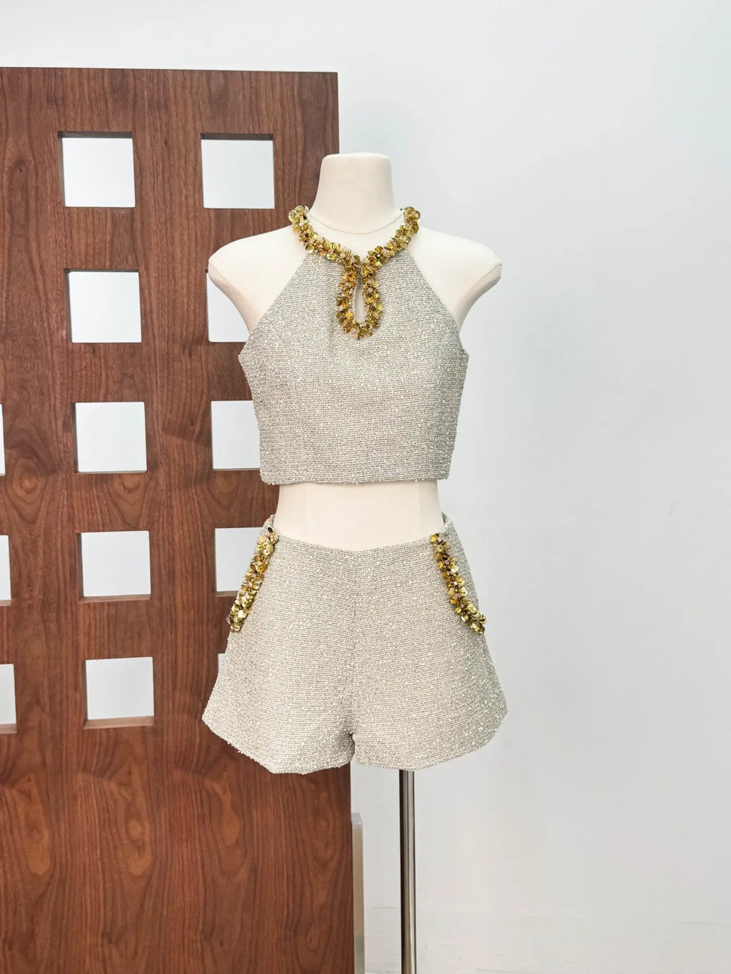 evangeline Sequin Top in apricot Avalabel