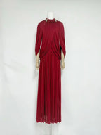leona red Draped Cape Sleeve Knit Maxi Dress Avalabel