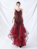 sequin slip tulle maxi dress Avalabel