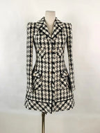 Ophelia Houndstooth Tweed Mini Dress Avalabel