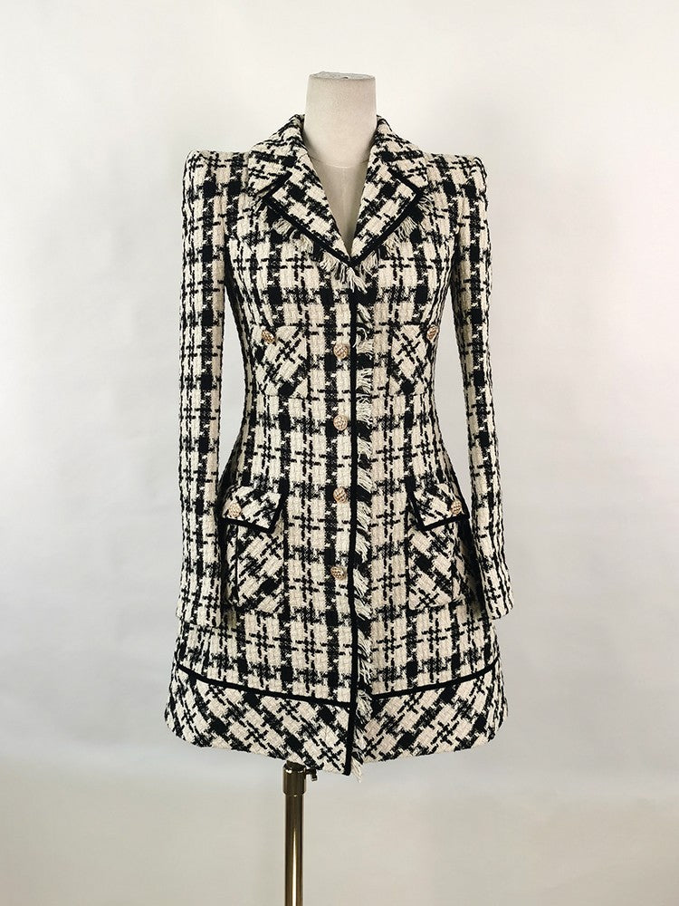 Ophelia Houndstooth Tweed Mini Dress