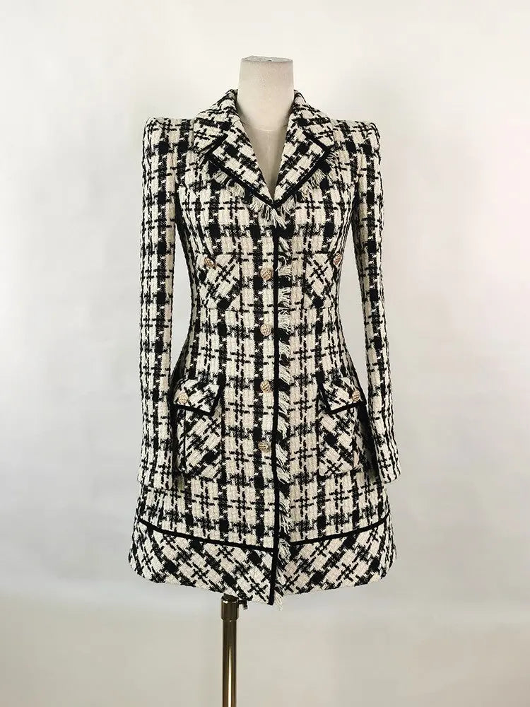 Ophelia Houndstooth Tweed Mini Dress Avalabel