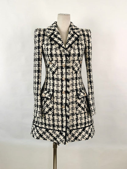Ophelia Houndstooth Tweed Mini Dress
